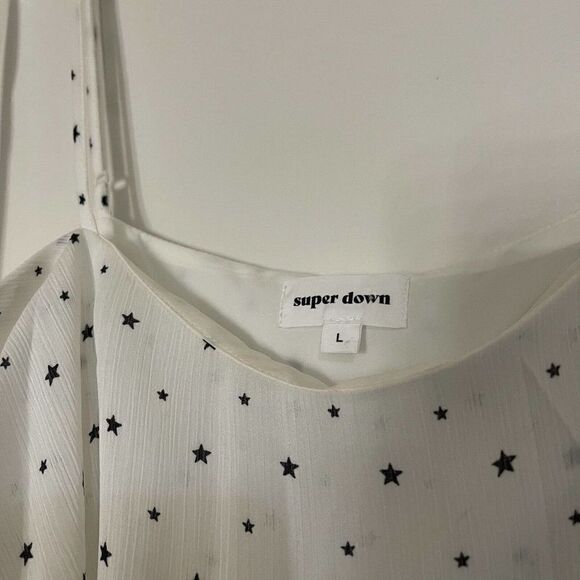 Superdown White stars flowy shift mini dress size Large - Picture 4 of 6